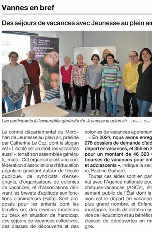 Assemblée Générale de la Jeunesse au Plein Air du Morbihan - 2025 Image